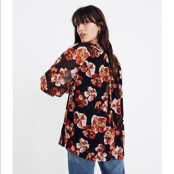 Madewell Tie-Back Bubble Sleeve Top in French Rose - Picture 4 of 5